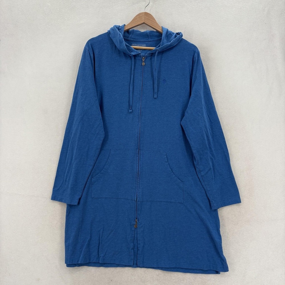 Coolibar Cabana Hoodie Womens 2XL Blue Zip UPF 50+ Sun Protection Lightweight